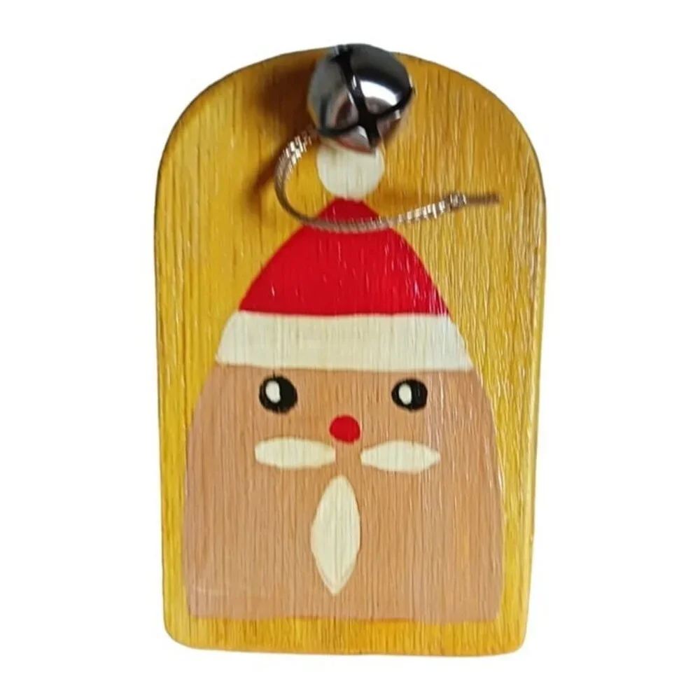 Set of 4 wooden christmas ornaments double sided